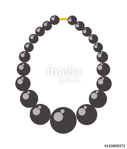 427x500 Black Pearl Necklace Bead Vector Illustration. Stock Image And