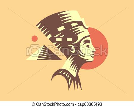 450x357 Statue Of Cleopatra Or Nefertiti. Vector Illustration.
