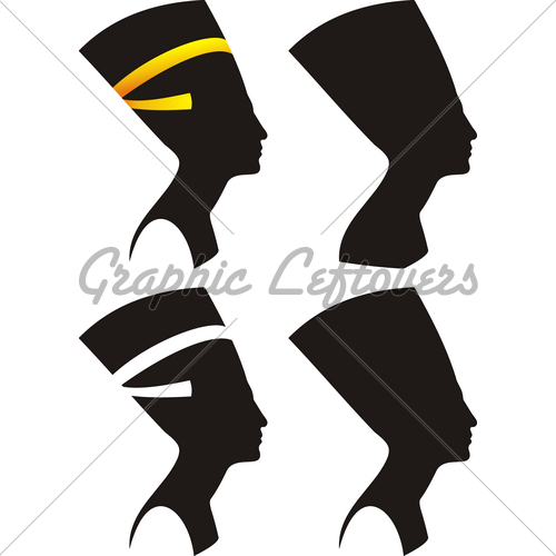 500x500 Vector Silhouettes Of Nefertiti Gl Stock Images