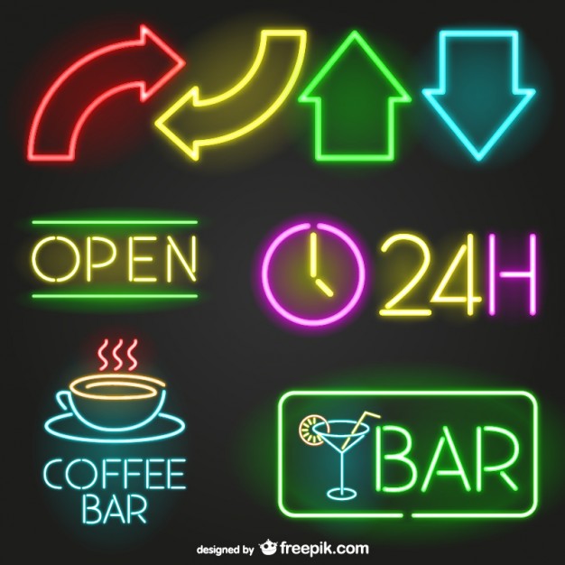 626x626 Neon Signs Collection Vector Free Download