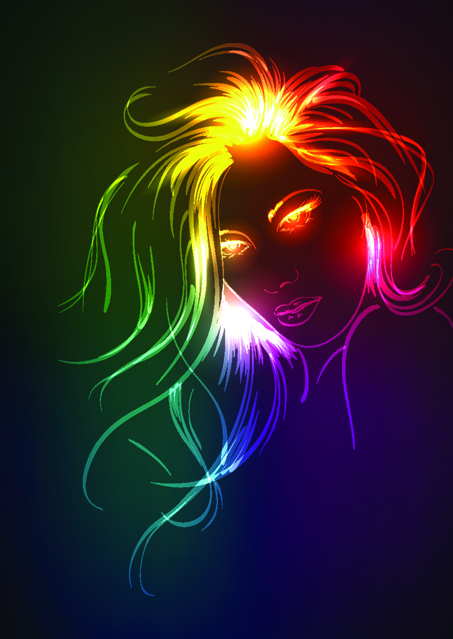 453x639 Set Of Ornate Neon Light Fashion Model Vector 05 Free Download