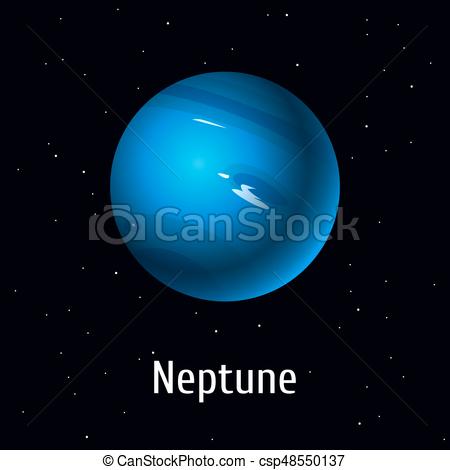 450x470 Vector Illustration Solar System Object. Neptune On Space
