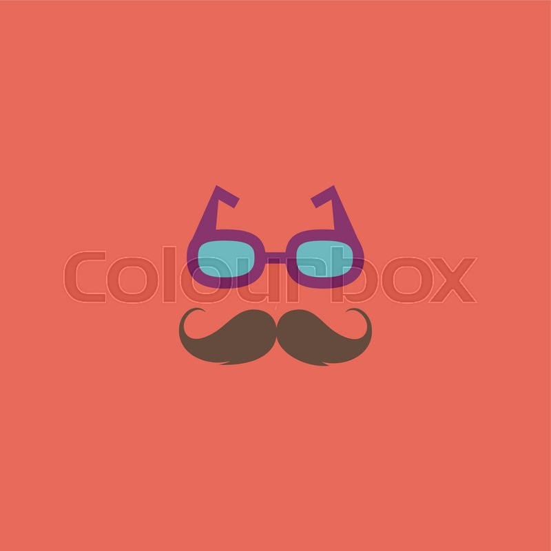 800x800 Nerd Glasses And Mustaches. Colorful Vector Icon. Simple Retro