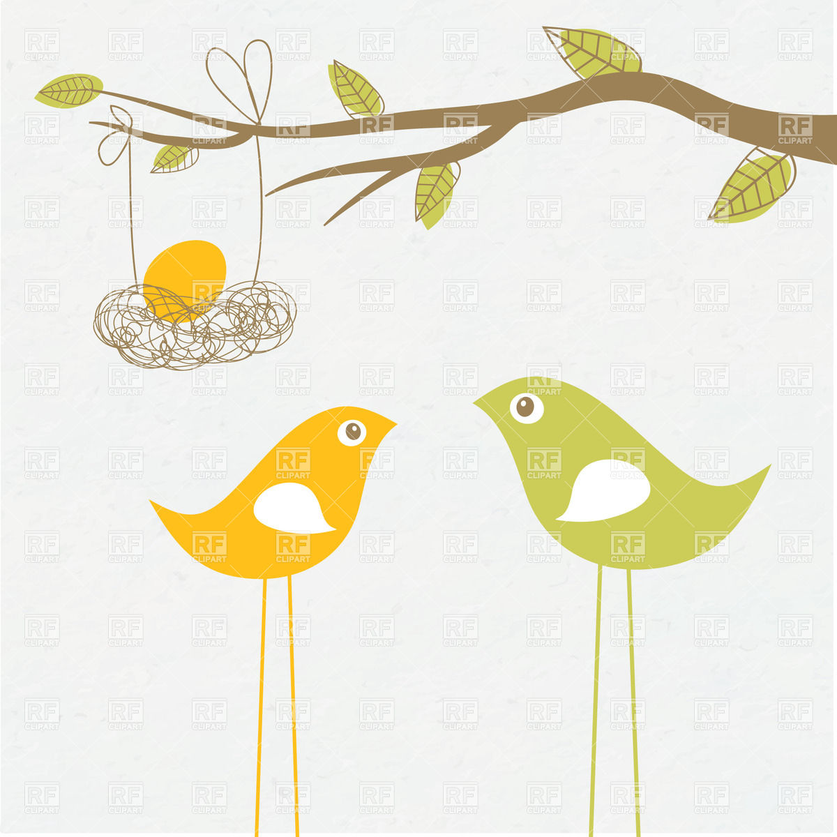1200x1200 Birds Family With Egg In The Nest Vector Image Vector Artwork Of