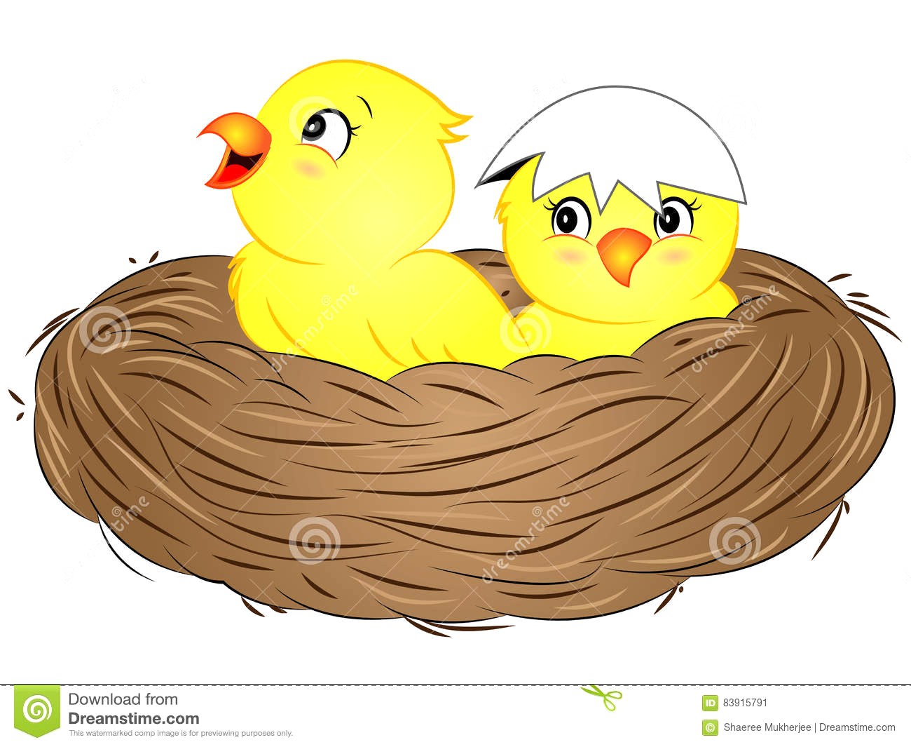 1300x1065 Cartoon Yellow Baby Birds Nest Vector Illustration Two 83915791