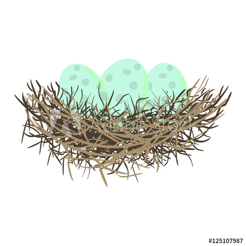 500x500 Green Wild Eggs In Bird Nest Vector Illustration.