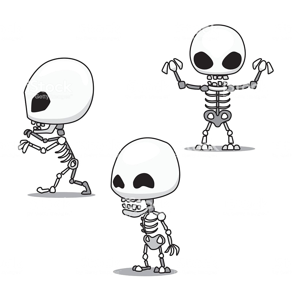 1014x1024 Halloween Character Set Cute Skeleton Cartoon Vector Illustration