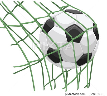 450x406 Vector Of Soccer Ball On Net.