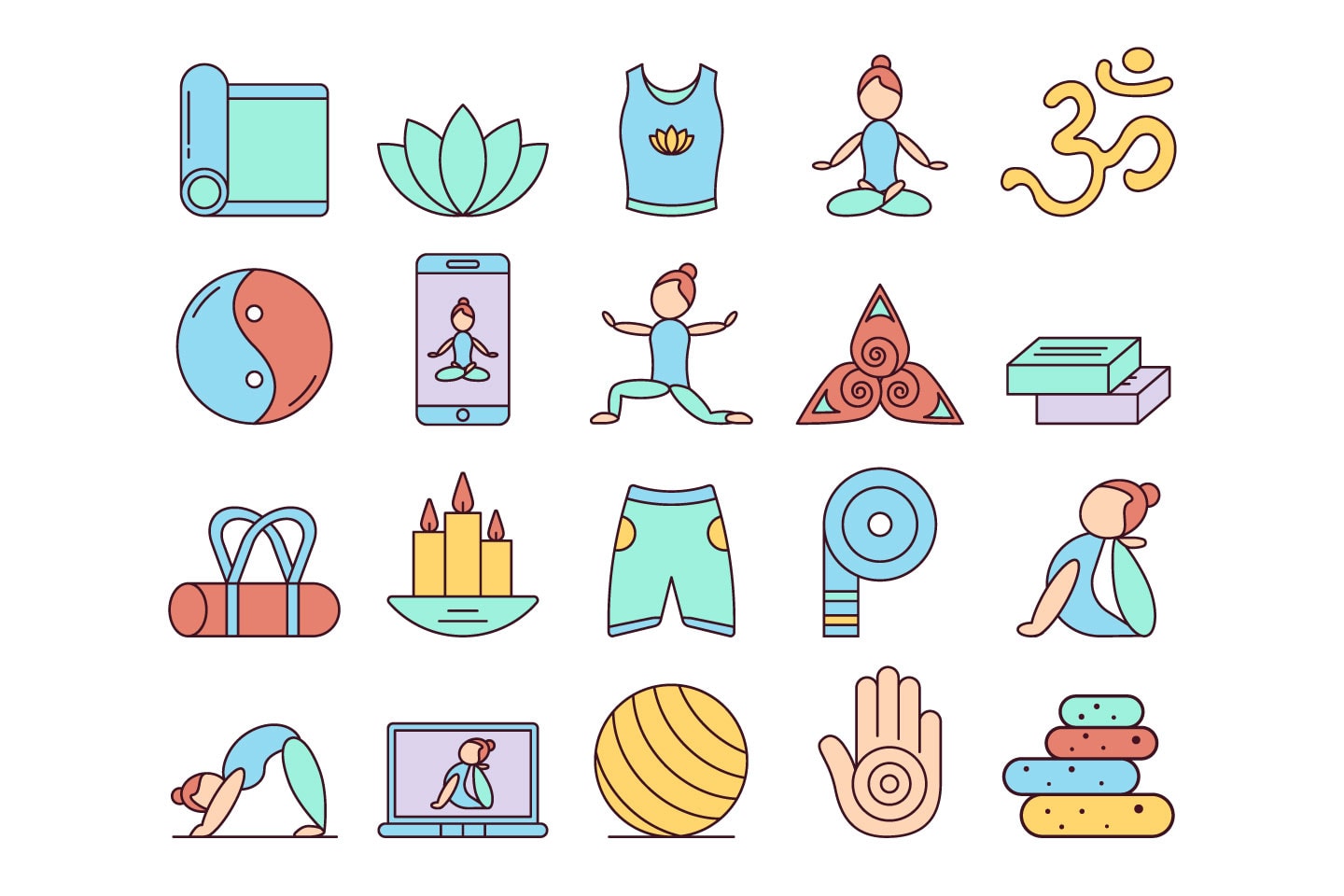 1440x960 Yoga Free Vector Icon Set