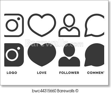 437x364 Art Print Of Set Of Instagram Icon Black Color Isolated On White