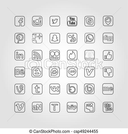 450x470 Social Network Icons. Social Network Icon Web Buttons, Vector