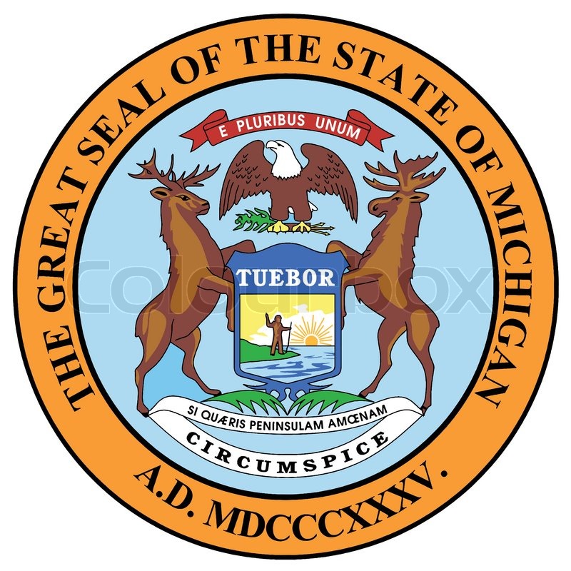800x800 The State Seal Of Michigan Over A White Background Stock Vector
