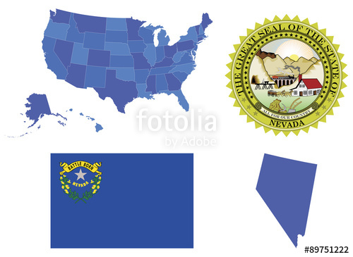 500x365 Vector Illustration Of State Nevada, Contains High Detailed Map