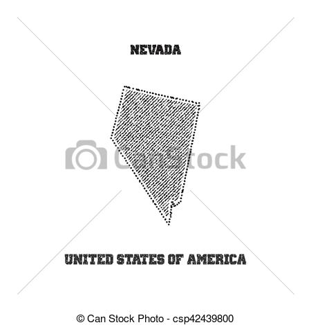 450x470 Label With Map Of Nevada. Vector Illustration.