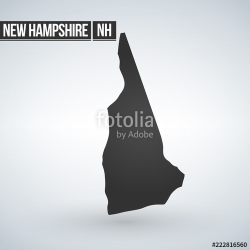 500x500 New Hampshire Black Map On White Background Vector Stock Image