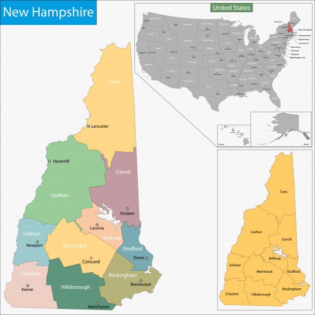 626x626 New Hampshire Map Vector Premium Download