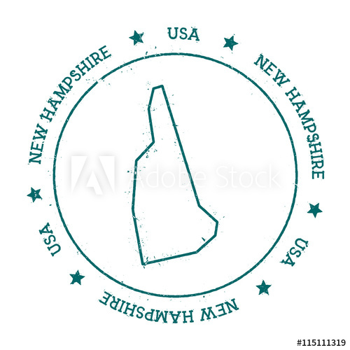 500x500 New Hampshire Vector Map. Retro Vintage Insignia With Us State Map