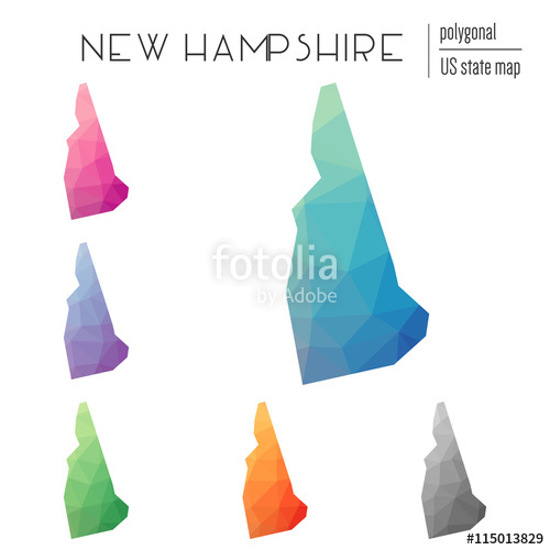 500x500 Set Of Vector Polygonal New Hampshire Maps. Bright Gradient Map Of