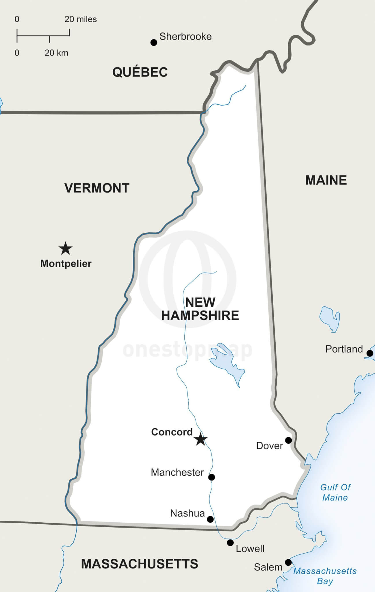 1298x2048 Vector Map Of New Hampshire Political One Stop Map