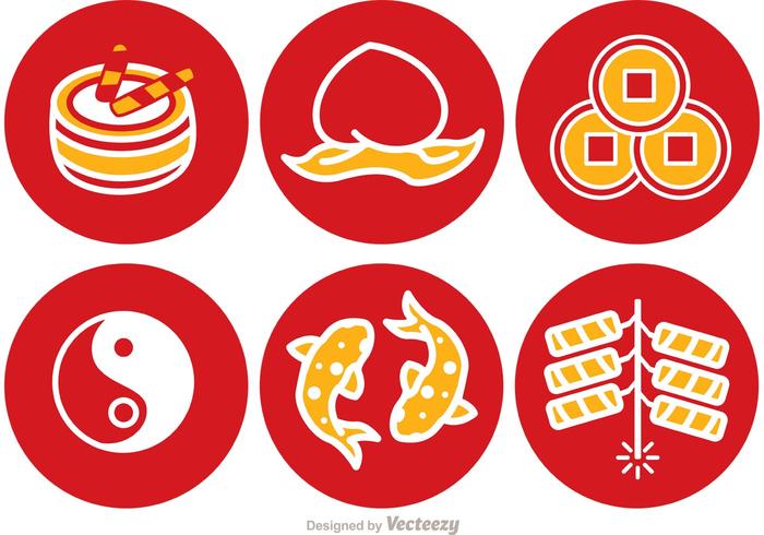 700x490 Lunar New Year Round Icons Vector