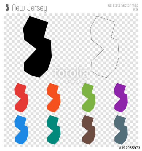 469x500 New Jersey High Detailed Map. Us State Silhouette Icon. Isolated