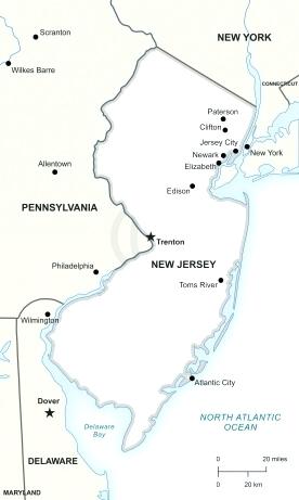 276x461 Vector Map Of New Jersey Political State Outline