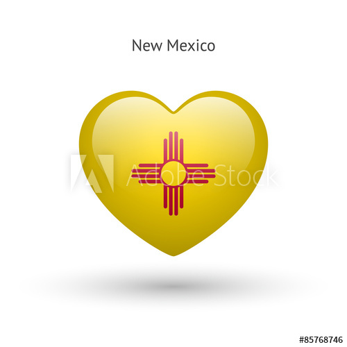 500x500 Love New Mexico State Symbol. Heart Flag Icon.