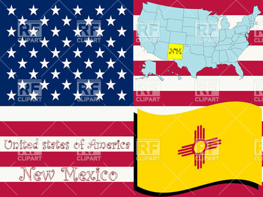 534x400 New Mexico State Flag And Map Outline Vector Image Vector