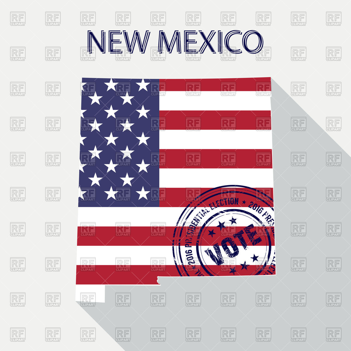 1200x1200 State Of New Mexico Map With Flag And Presidential Day Vote Stamp