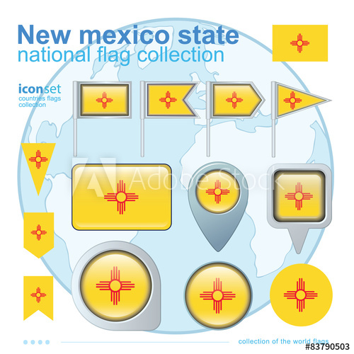 500x500 Flag Of New Mexico, Icon Collection, Vector Illustration