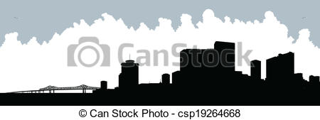 450x169 New Orleans Silhouette. Skyline Silhouette Of The City Of New