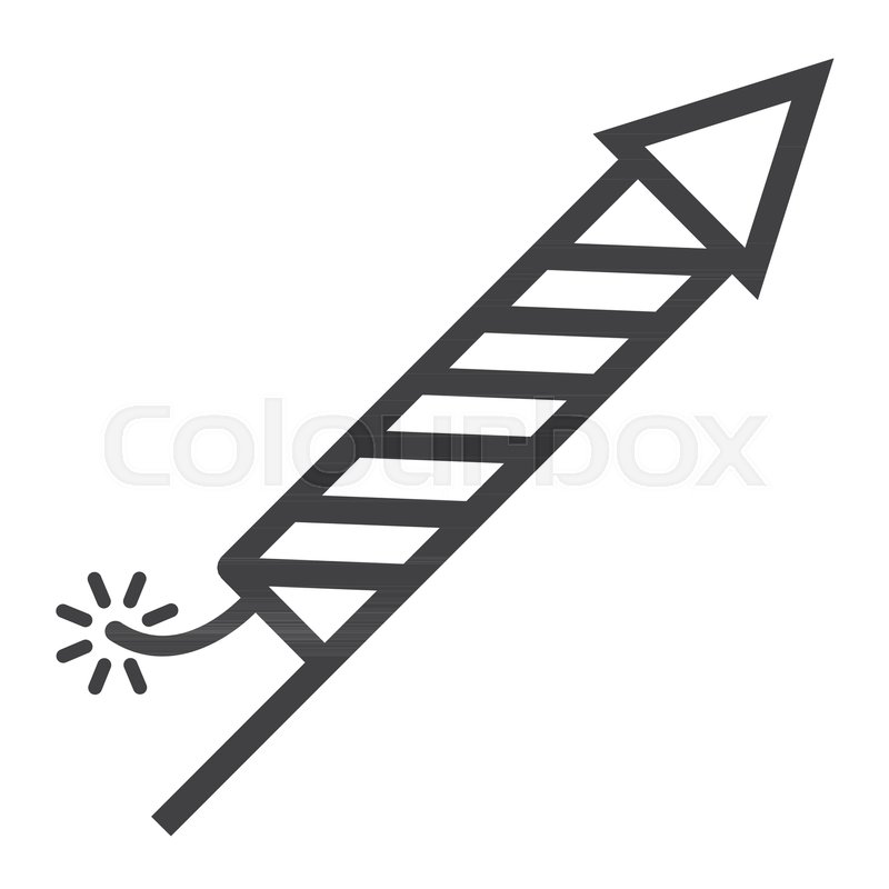 800x800 Fireworks Rocket Line Icon, New Year And Christmas, Xmas Sign