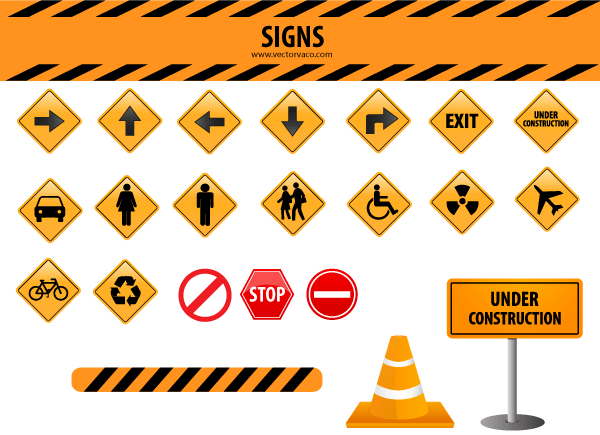 600x435 Free Signs Vector Set 123freevectors