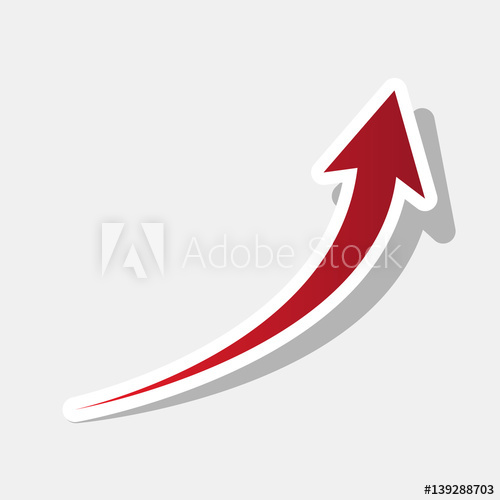 500x500 Growing Arrow Sign. Vector. New Year Reddish Icon With Outside