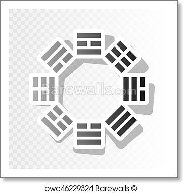 362x382 Art Print Of Bagua Sign. Vector. New Year Blackish Icon On