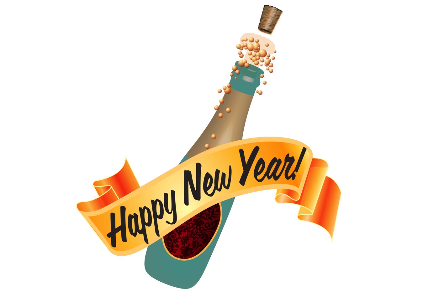 1400x980 New Year Bottle Vector Free Vector Art