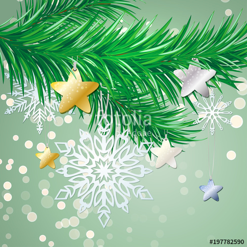 500x500 A Branch Of A Christmas Tree With Needles And Toys On New Years