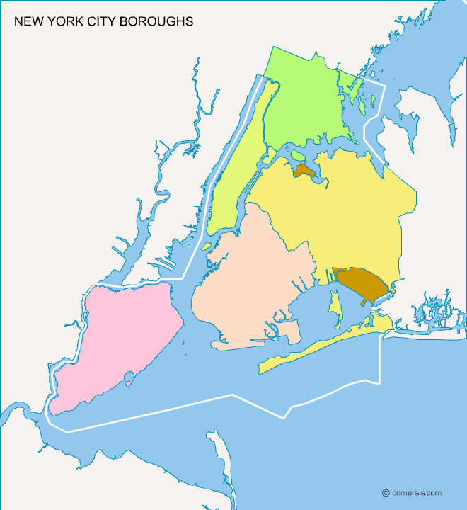 660x720 New York City Boroughs Free Vector Map