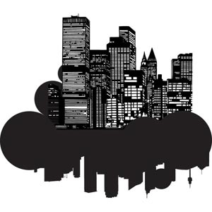 300x300 Beautiful Silhouette Night View Of New York City Sketch Vector