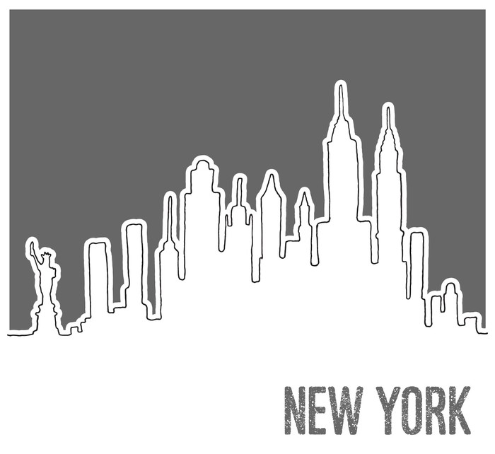 700x642 Cute Hand Drawn Skyline Of New York City, Vector Doodle Style Wall