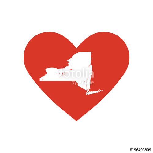 500x500 State Of New York Vector Map Silhouette In A Heart Shape. Outline