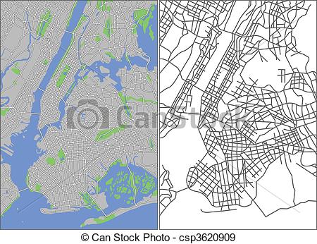 450x346 Illustration City Map Of New York In Vector.