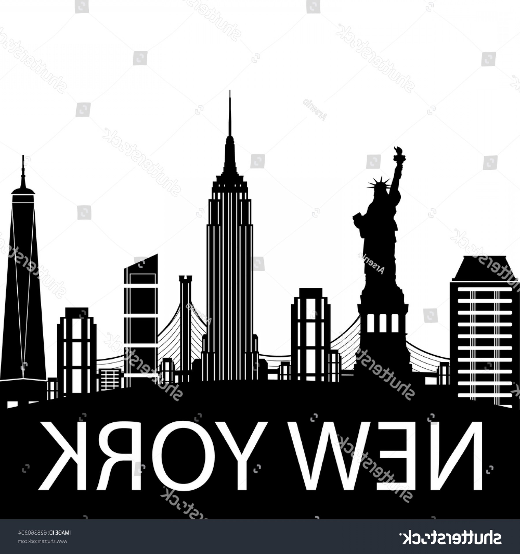 1800x1920 New York City Skyline Vector Silhouette Shopatcloth