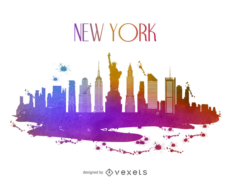 736x570 New York Watercolor Skyline