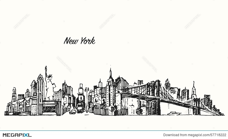 800x489 New York City Skyline Vector Illustration Sketch Stock Photo