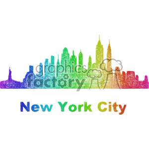 300x300 Royalty Free City Skyline Vector Clipart Usa New York 402707