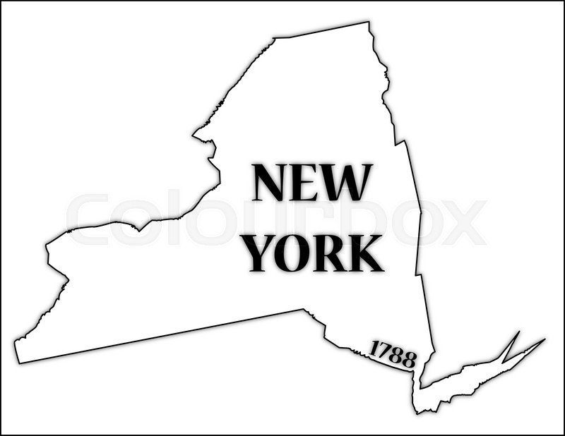 800x618 A New York State Outline With The Date Of Statehood Isolated On A