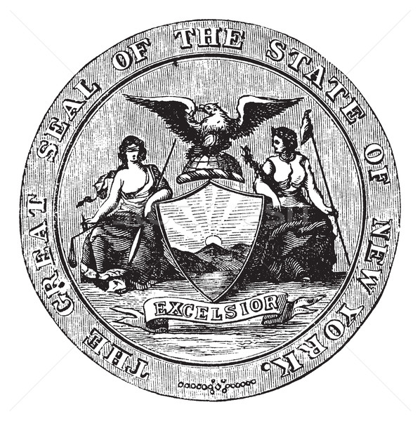 598x600 Seal Of The State Of New York, Vintage Engraved Illustration