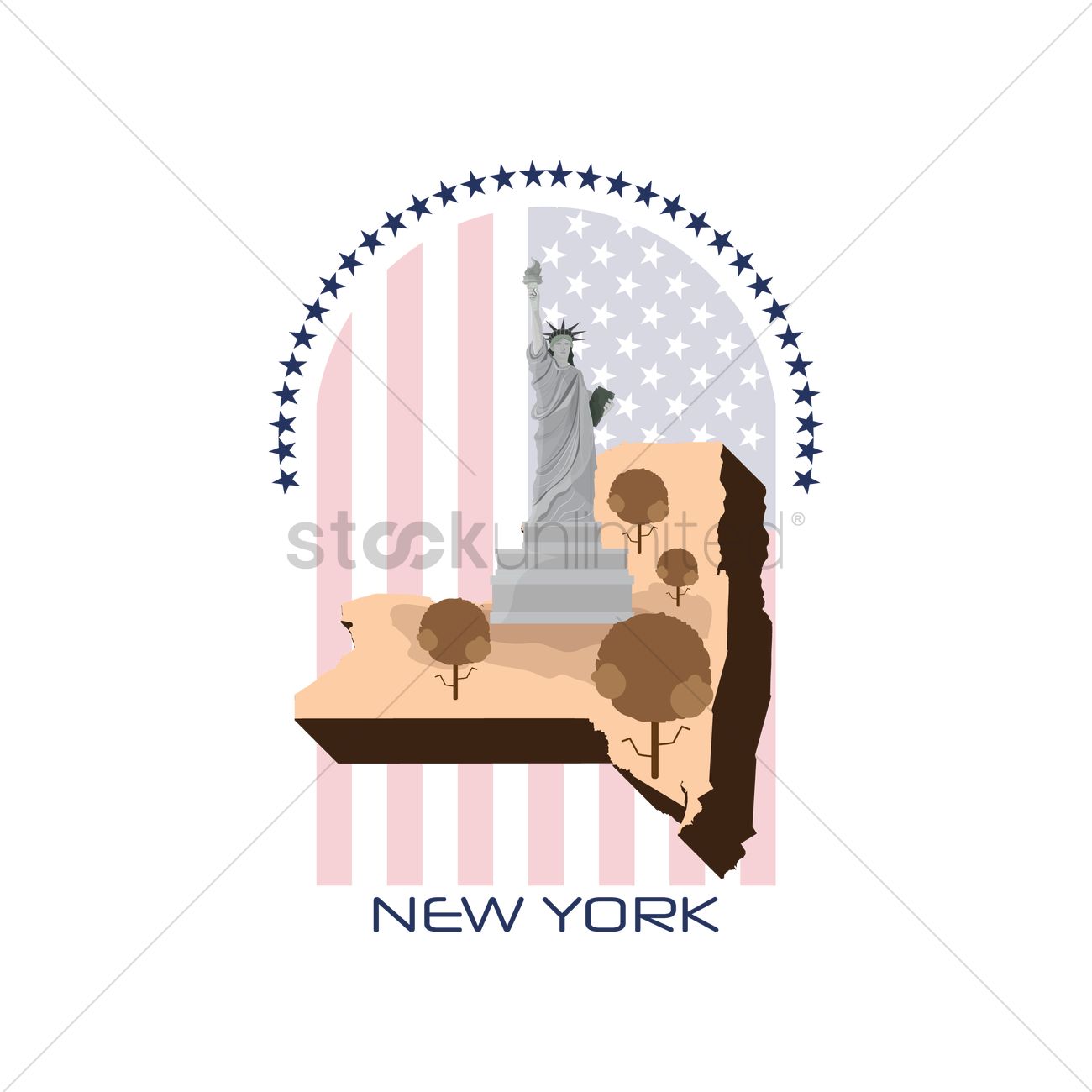 1300x1300 Map Of New York State Vector Image