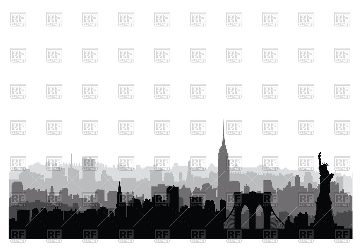 1200x832 New York, Usa Skyline. Nyc City Silhouette. Vector Image Vector